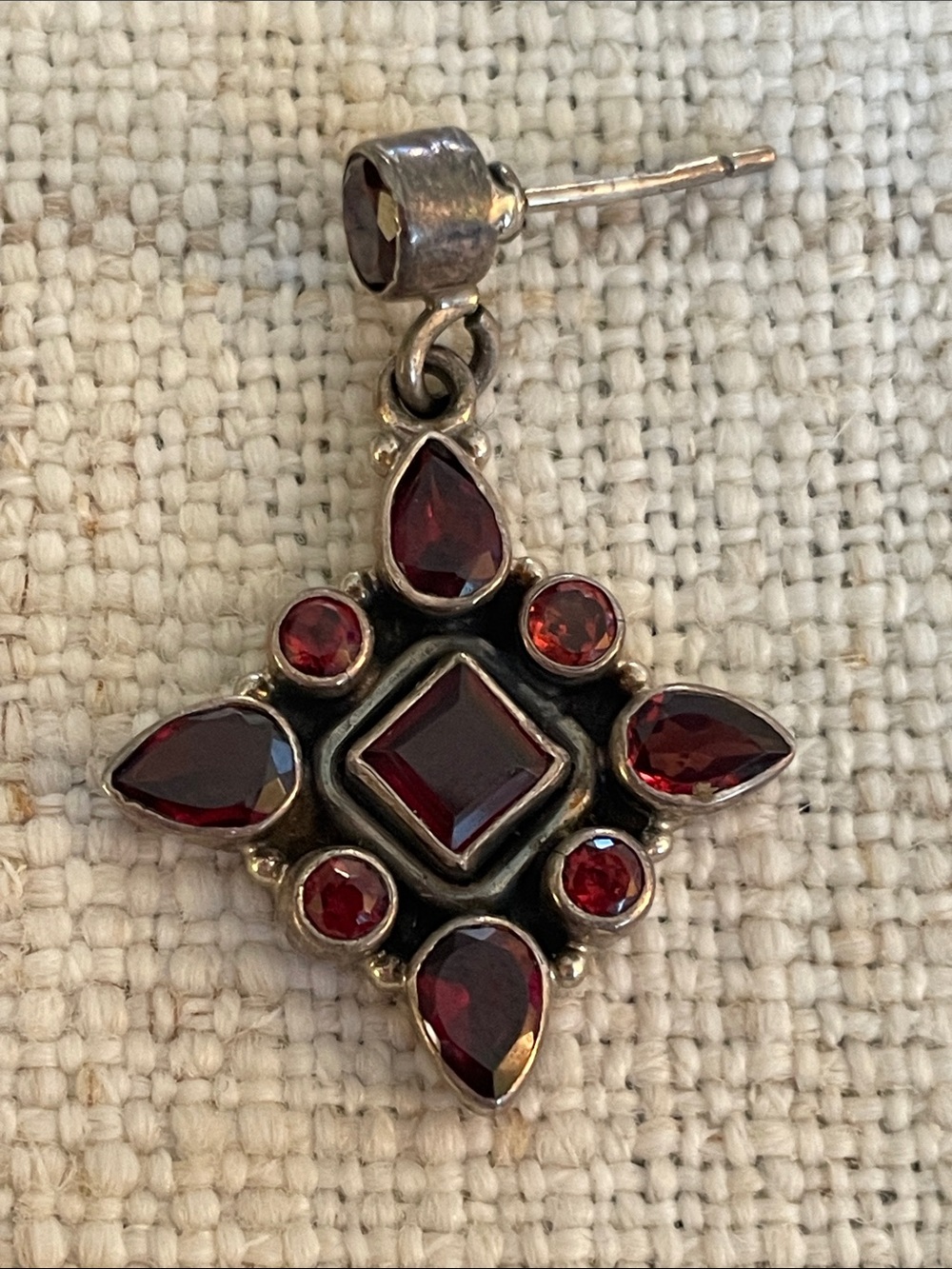 Sterling Silver Red Garnet Earrings - Picture 3 of 9